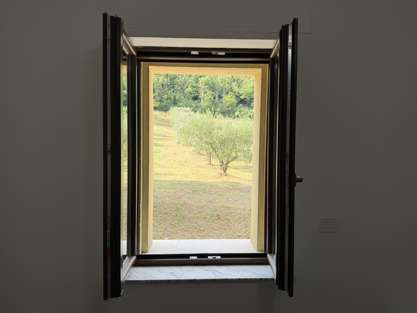 Vista sui campi dalla camera